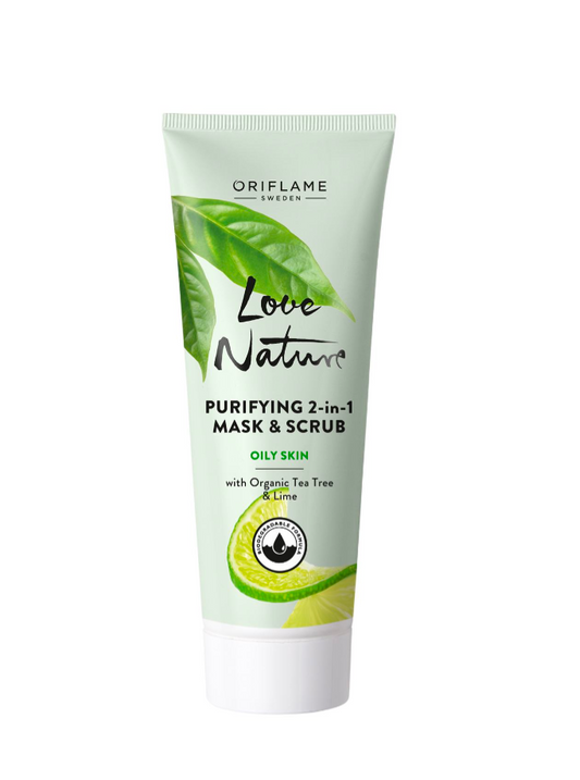Purifying 2-in-1 Mask & Scrub with Organic Tea Tree & Lime